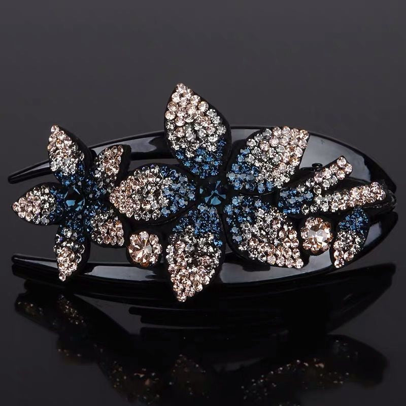 Rhinestone Double Flower Hair Clip