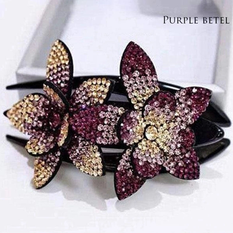 Rhinestone Double Flower Hair Clip